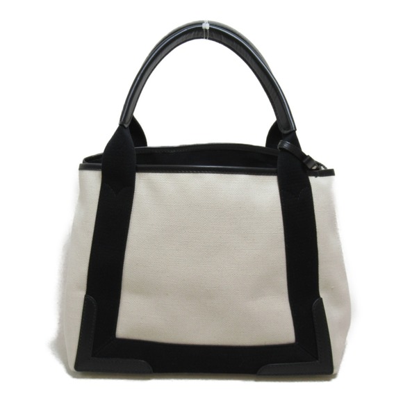 Balenciaga Leather Natural Cabas Navy Tote Canvas Bag Black - Picture 1 of 10